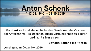 Traueranzeige von Anton Schenk von SÜDWEST PRESSE Ausgabe Ulm/Neu-Ulm