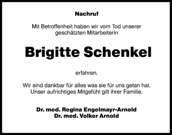 Traueranzeige von Brigitte Schenkel von Hohenloher Tagblatt