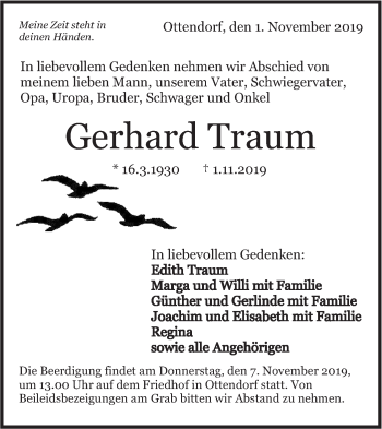 Traueranzeige von Gerhard Traum von Rundschau Gaildorf