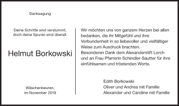 Traueranzeige von Helmut Borkowski von NWZ Neue Württembergische Zeitung