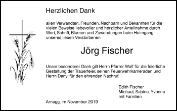 Traueranzeige von Jörg Fischer von SÜDWEST PRESSE Ausgabe Ulm/Neu-Ulm