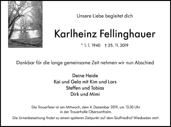 Traueranzeige von Karlheinz Fellinghauer von Haller Tagblatt