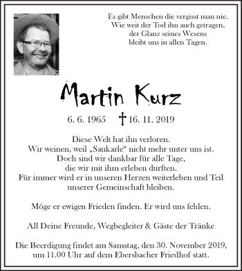 Traueranzeige von Martin Kurz von NWZ Neue Württembergische Zeitung