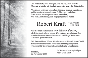 Traueranzeige von Robert Kraft von Haller Tagblatt