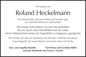 Traueranzeige von Roland Heckelmann von Haller Tagblatt