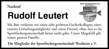 Traueranzeige von Rudolf Leutert von Haller Tagblatt