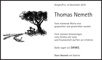 Traueranzeige von Thomas Nemeth von NWZ Neue Württembergische Zeitung/Geislinger Zeitung