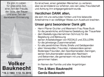 Traueranzeige von Volker Bauknecht von Alb-Bote/Metzinger-Uracher Volksblatt