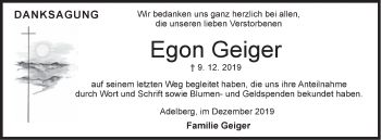 Traueranzeige von Egon Geiger von NWZ Neue Württembergische Zeitung/Geislinger Zeitung