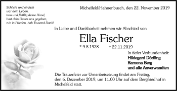 Traueranzeige von Ella Fischer von Haller Tagblatt