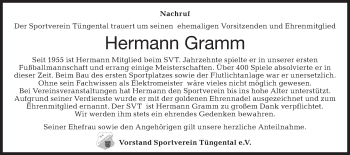 Traueranzeige von Hermann Gramm von Haller Tagblatt