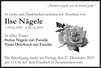 Traueranzeige von Ilse Nägele von Haller Tagblatt