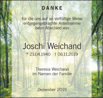 Traueranzeige von Joschi Weichand von Illertal Bote