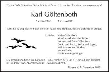 Traueranzeige von Karl Göltenboth von Haller Tagblatt