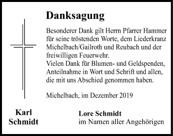 Traueranzeige von Karl Schmidt von Haller Tagblatt