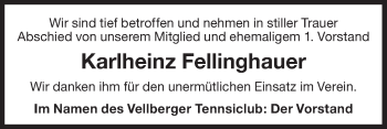 Traueranzeige von Karlheinz Fellinghauer von Haller Tagblatt