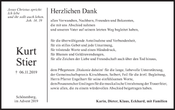 Traueranzeige von Kurt Stier von Haller Tagblatt