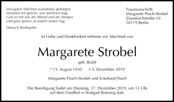 Traueranzeige von Margarete Strobel von NWZ Neue Württembergische Zeitung