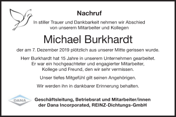 Traueranzeige von Michael Burkhardt von SÜDWEST PRESSE Ausgabe Ulm/Neu-Ulm