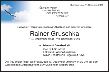 Traueranzeige von Rainer Gruschka von Metzinger-Uracher Volksblatt