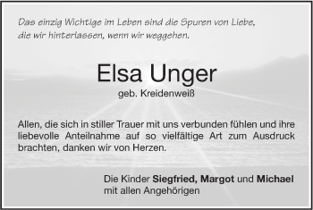 Traueranzeige von Elsa Unger von NWZ Neue Württembergische Zeitung