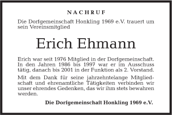 Traueranzeige von Erich Ehmann von Rundschau Gaildorf