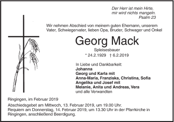 Traueranzeige von Georg Mack von SÜDWEST PRESSE Ausgabe Ulm/Neu-Ulm