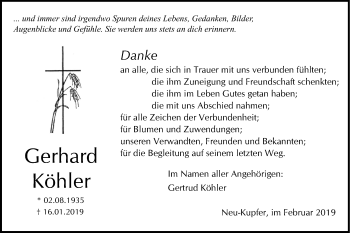 Traueranzeige von Gertrud Köhler von Haller Tagblatt