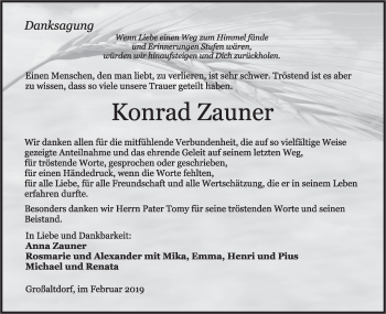 Traueranzeige von Konrad Zauner von Rundschau Gaildorf