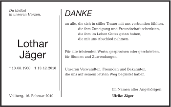 Traueranzeige von Lothar Jäger von Haller Tagblatt