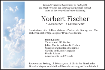 Traueranzeige von Norbert Fischer von SÜDWEST PRESSE Ausgabe Ulm/Neu-Ulm