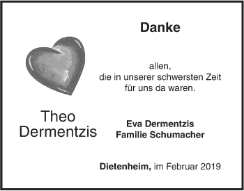 Traueranzeige von Theo Dermentzis von Illertal Bote