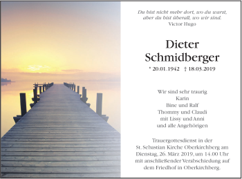 Traueranzeige von Dieter Schmidberger von SÜDWEST PRESSE Ausgabe Ulm/Neu-Ulm