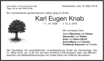 Traueranzeige von Karl Eugen Knab von NWZ Neue Württembergische Zeitung