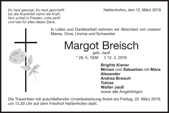 Traueranzeige von Margot Breisch von NWZ Neue Württembergische Zeitung