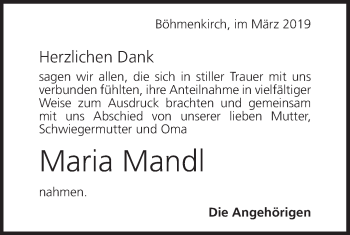 Traueranzeige von Maria Mandl von Geislinger Zeitung