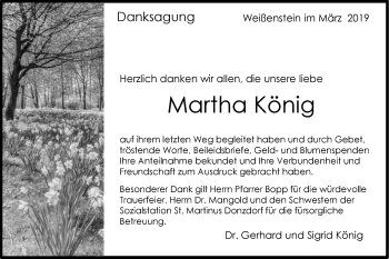 Traueranzeige von Martha König von NWZ Neue Württembergische Zeitung