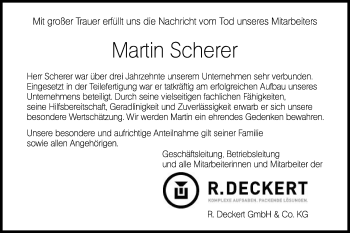 Traueranzeige von Martin Scherer von Haller Tagblatt