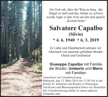 Traueranzeige von Salvatore Capalbo savio von NWZ Neue Württembergische Zeitung