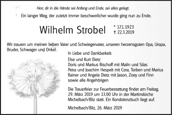 Traueranzeige von Wilhelm Strobel von Haller Tagblatt