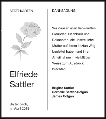 Traueranzeige von Brigitte Sattler von NWZ Neue Württembergische Zeitung