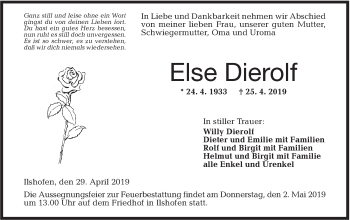 Traueranzeige von Else Dierolf von Haller Tagblatt