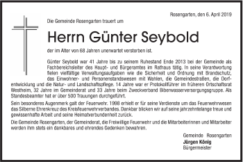 Traueranzeige von Günter Seybold von Haller Tagblatt