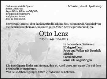 Traueranzeige von Otto Lenz von Rundschau Gaildorf