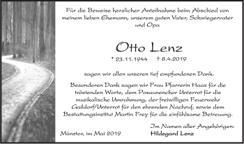 Traueranzeige von Otto Lenz von Rundschau Gaildorf