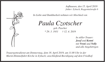 Traueranzeige von Paula Czotscher von Geislinger Zeitung