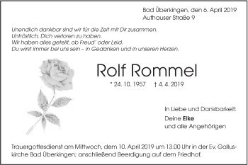 Traueranzeige von Rolf Rommel von Geislinger Zeitung