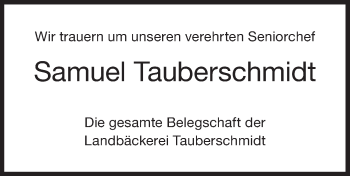 Traueranzeige von Samuel Tauberschmidt von Haller Tagblatt