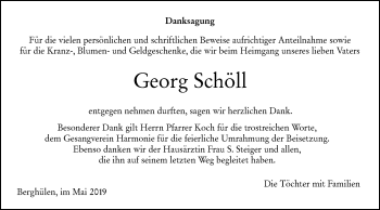 Traueranzeige von Georg Schöll von SÜDWEST PRESSE Ausgabe Ulm/Neu-Ulm