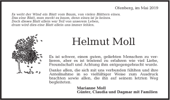 Traueranzeige von Helmut Moll von Rundschau Gaildorf